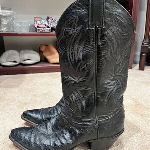 Justin Boots Black Leather Cowboy Boots